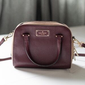 Kate Spade New York Burgundy Leather Tan Suede Crossbody
